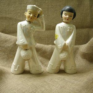 Vintage Chinese Boy & Girl Figurine Pair